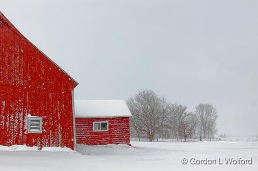 Red Barn In Snow_12036.jpg - Photographed near Richmond, Ontario, Canada.